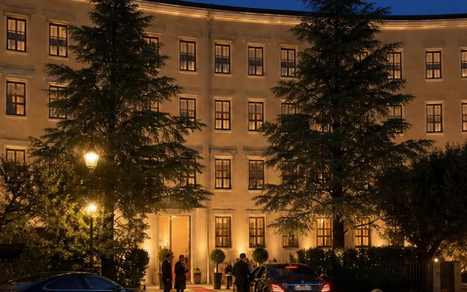 Pompei Heritage Hospitality — rendering serale della facciata ex Istituto Sacro Cuore