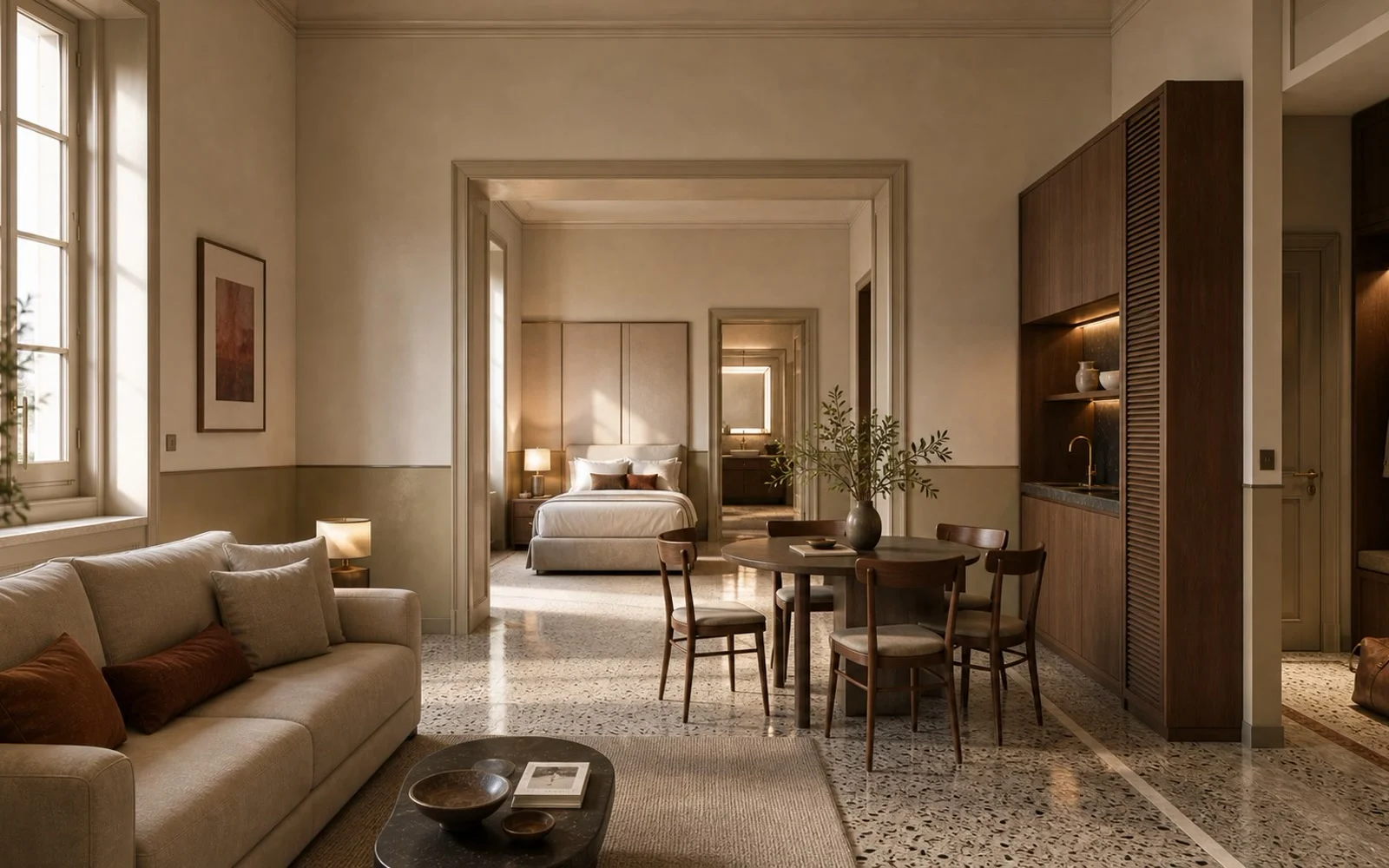 Pompei Heritage Hospitality — rendering interior suite 5 stelle